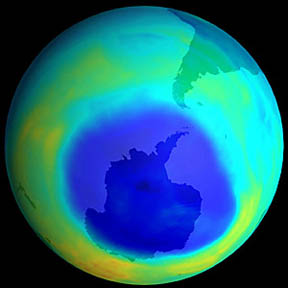 Ozone hole developing over Antartica, taken 9-11-03